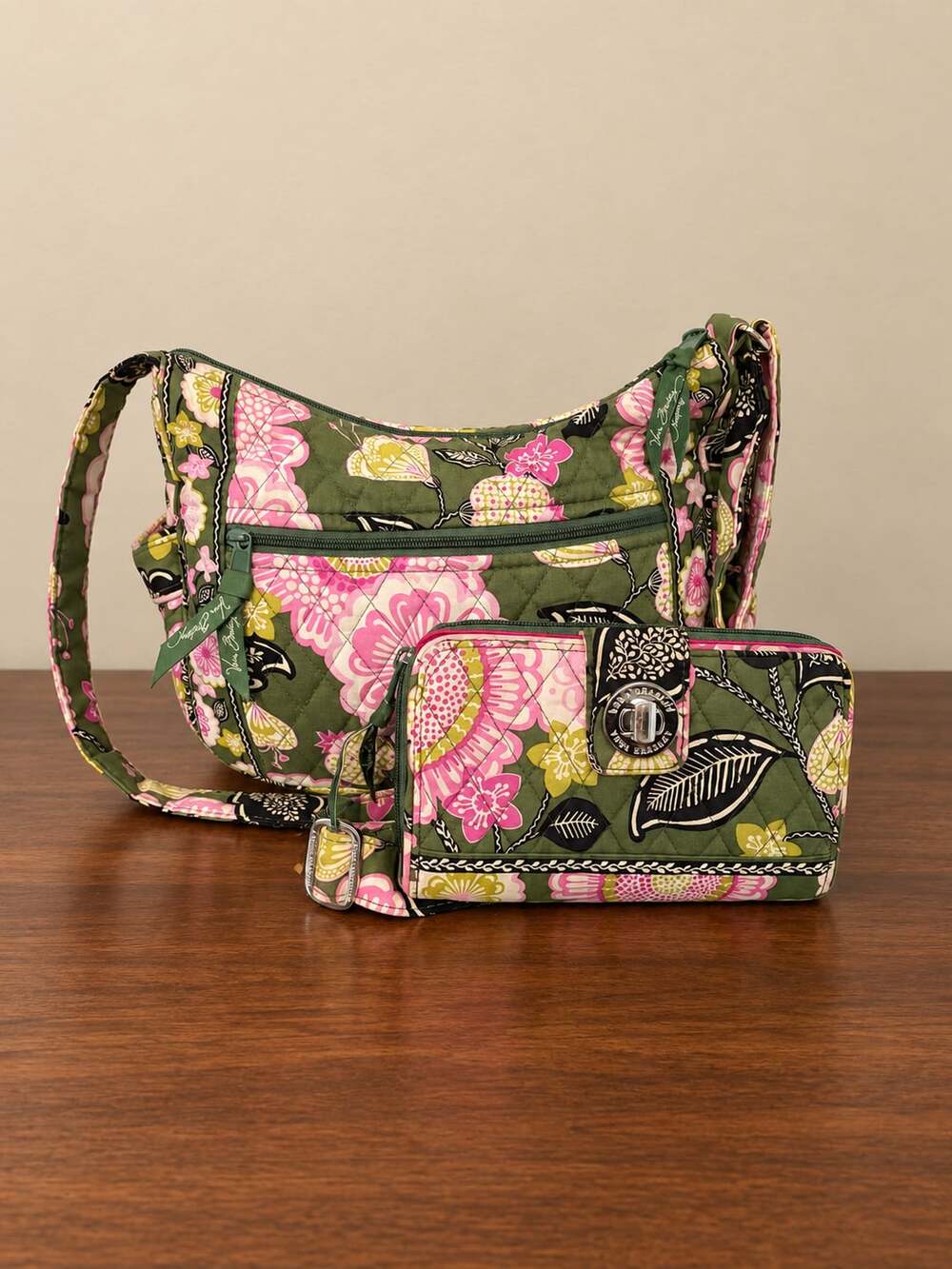 Vera Bradley Olivia Pink Quilted Crossbody Bag And Wallet Set